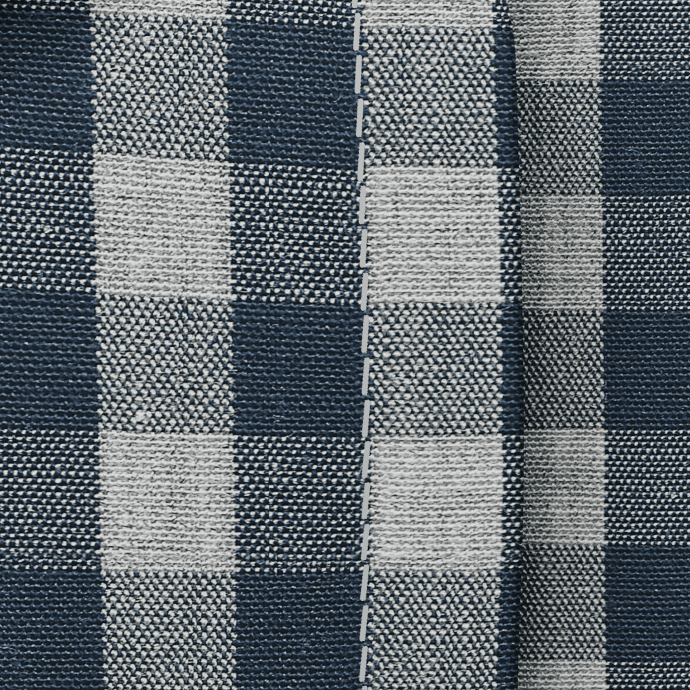 A close-up rendering of the stitching on a dress shirt, showing that it is color matched to the shirt fabric