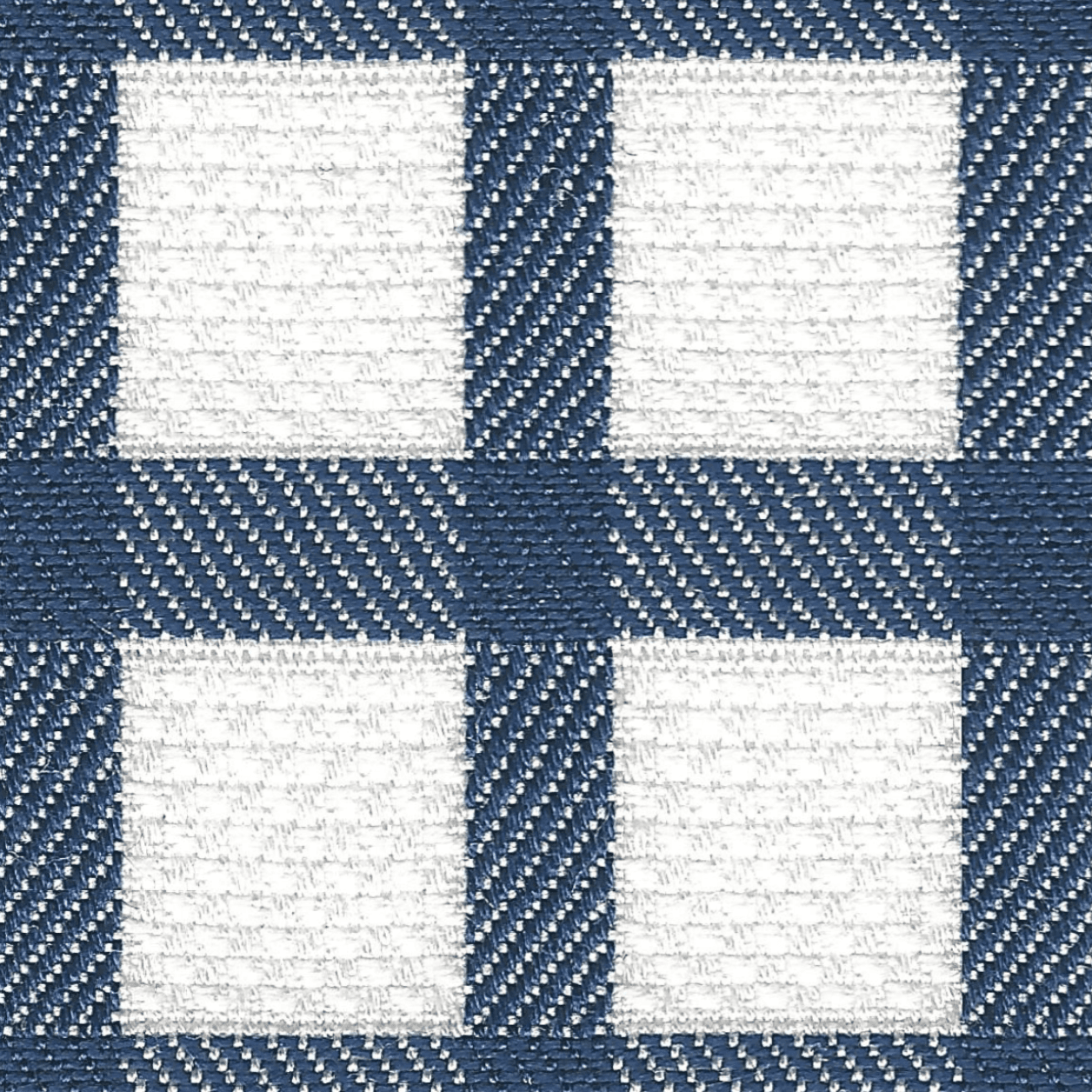 A high res scan of white and blue stripped fabric, cropped down to only show only a small portion, one grid square, of the fabric, now perfectly straight where the previous gridlines had highlighted the fabric's natural imperfections