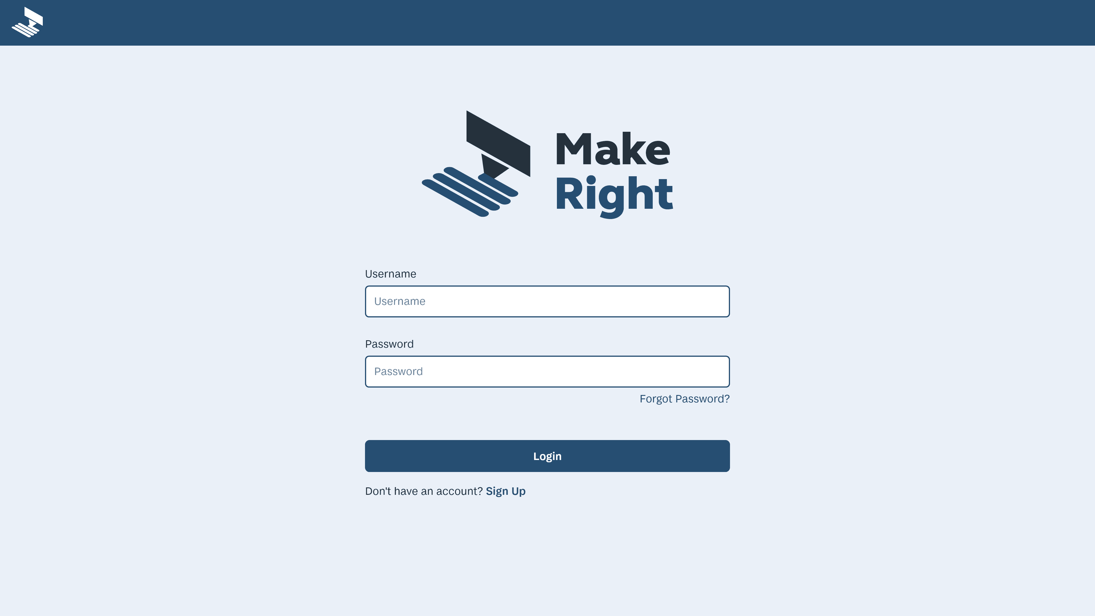 A login screen for the MakeRight platform.